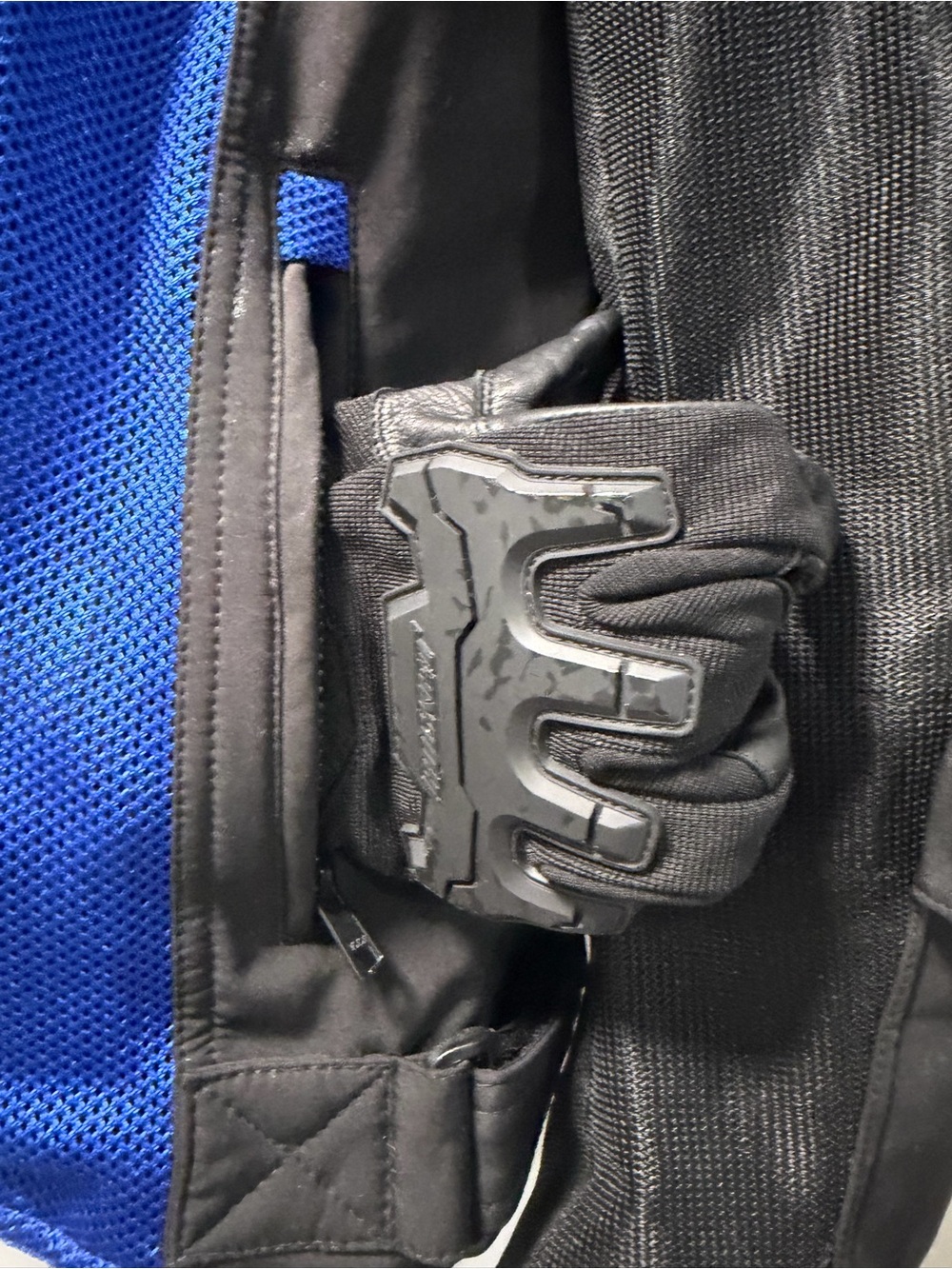 Performance Motorcycle Jacket - Black & Blue Breathable Riding Shell - Picture 5 of 15
